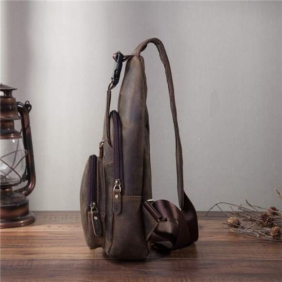 Men Fashion Casual Tea Designer Travel Hiking Crossbody Chest Sling Bag Rig One - Picture 5 of 8